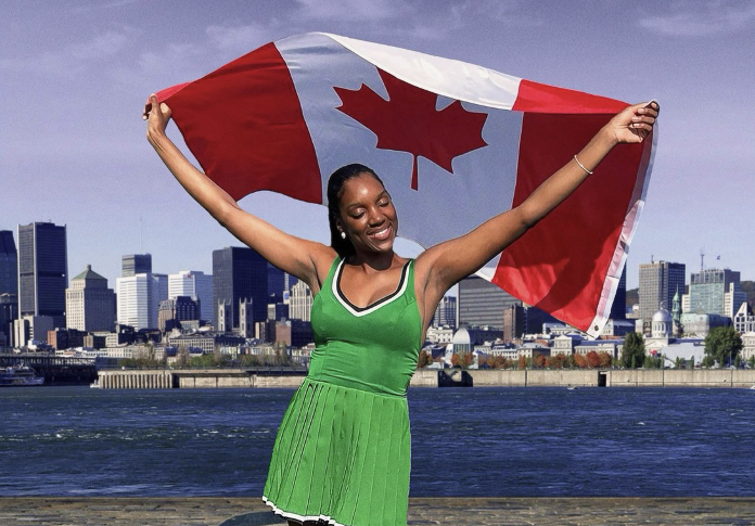 Noëlly Nsimba, quien interpretó “O Canada” en el inicio del Canadian Women’s Open, celebra el triunfo de Victoria Mboko