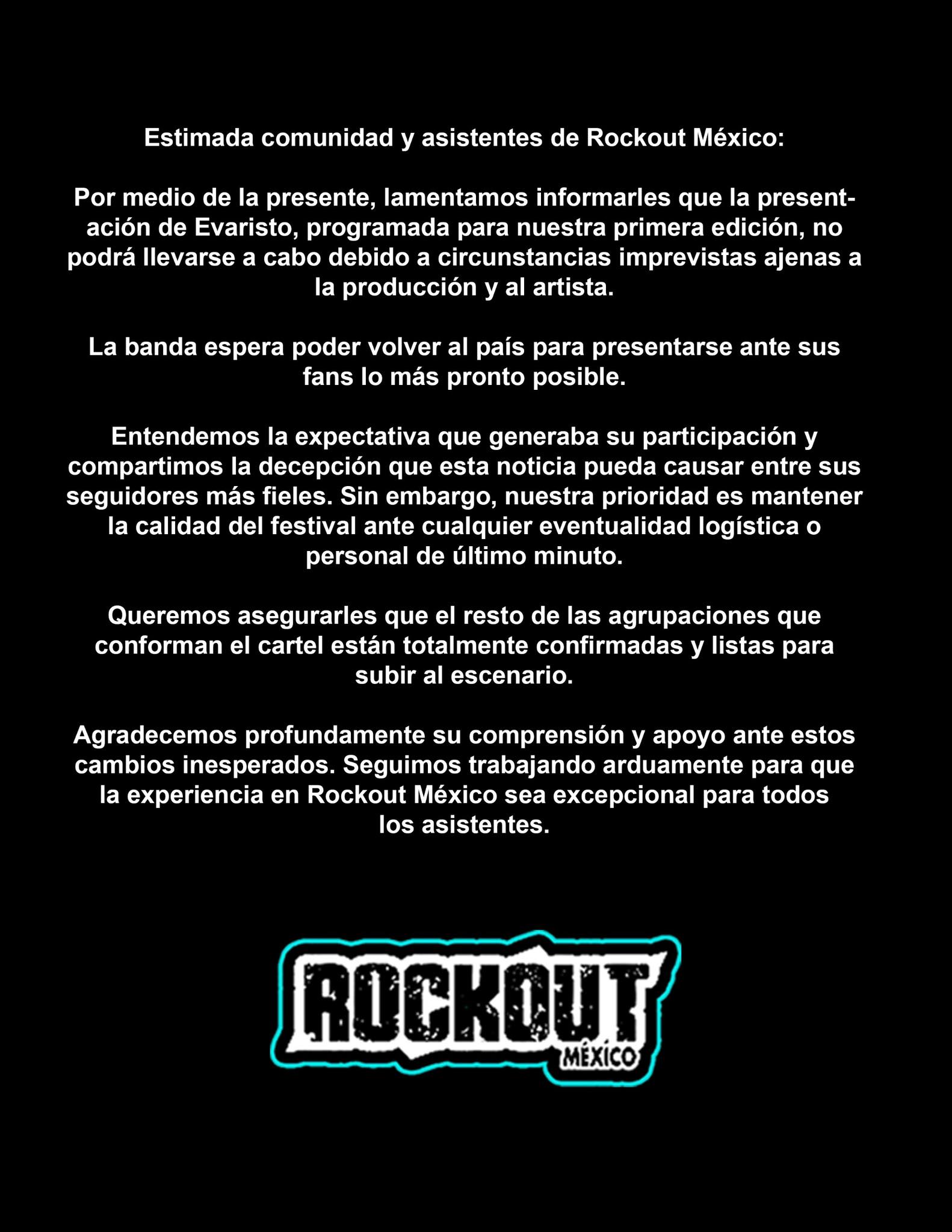Rockout 2026 mantiene su fuerza en CDMX pese a la baja de Evaristo y alista anuncio de reemplazo