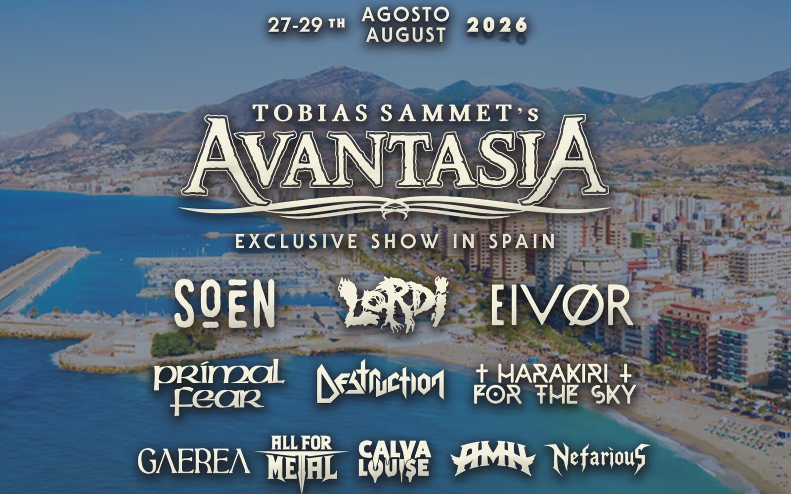 avantasia actuará en fuengirola en su único concierto en españa dentro del sun & thunder 2026
