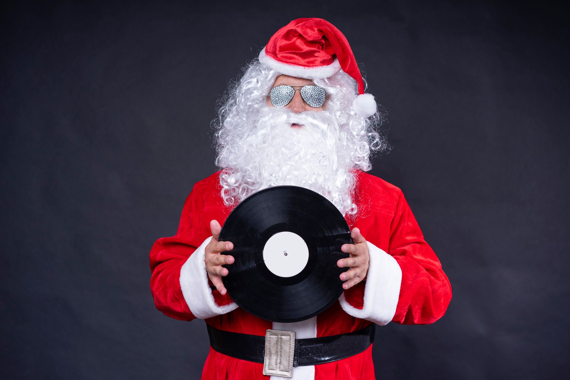Disco de vinilo con temática navideña, imagen ilustrativa de un álbum de canciones de Navidad